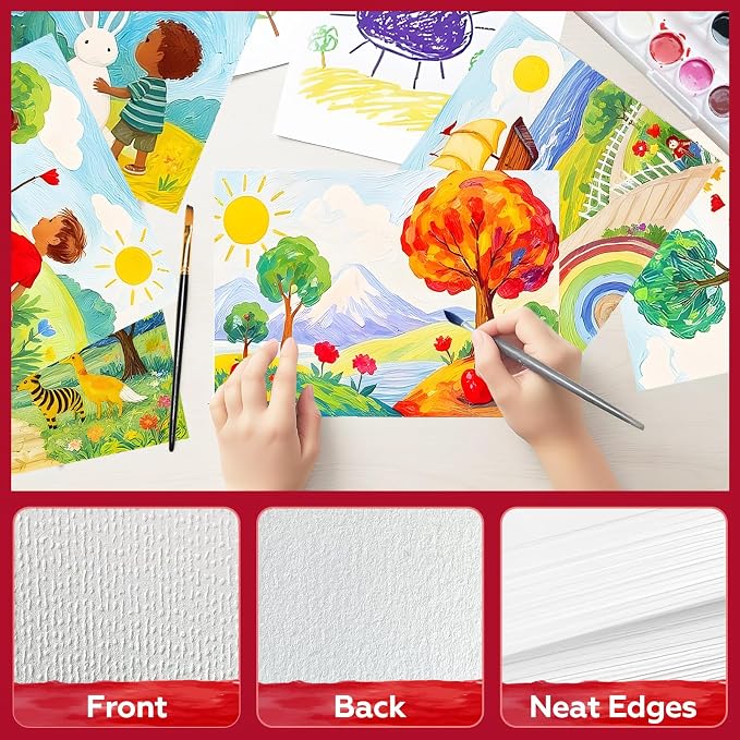 50 Sheets Watercolor Paper Bulk, Each 10 Sheets.140 lb/300 GSM Water Color Paper - Image 4