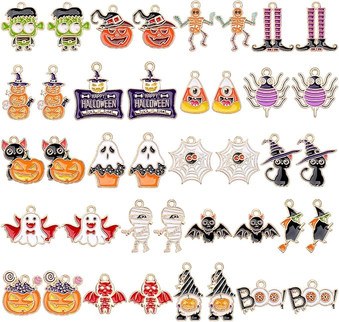 MARFOREVER 40 Pcs/20 Pairs Halloween Charms, Enamel Halloween Charms Bulk by MARFOREVER