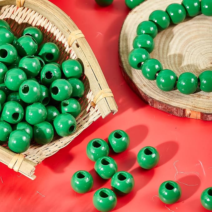 240PCS Green Wooden Beads 16mm - Image 6