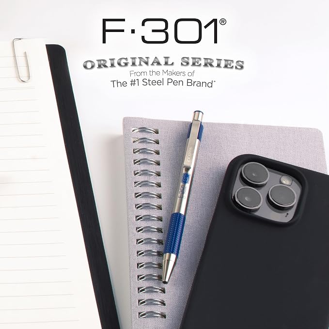 Zebra Pen F-301 Ballpoint Blue Ink Fine Point 0.7mm Stainless Steel Retractable - Image 7