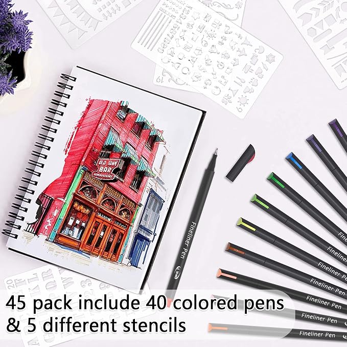 Tebik 45 Pack Planner Colored Pens, 40 Colors Pens - Image 4