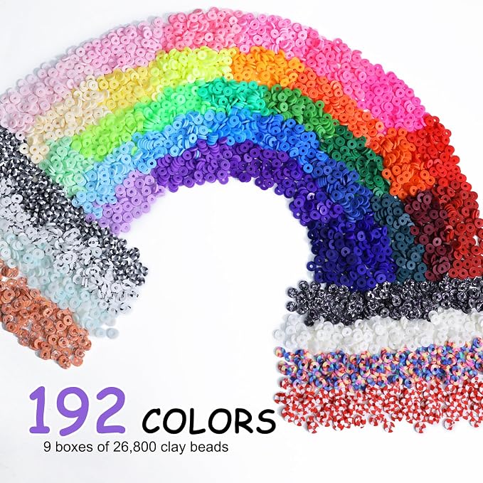 Redtwo 28000 Pcs 192 Colors Clay Beads Bracelet Making Kit | 9-Box Flat Polymer - Image 2