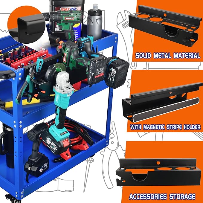 ULIBERMAGNET Magnetic Tools Rack, Solid Metal Power Tool Organizer Holder,Heavy Duty Storage Metal Cup Holder for Angle Grinder, Cordless Drill, Spray,Removable Tool Rack Suitable for Garage, Workshop