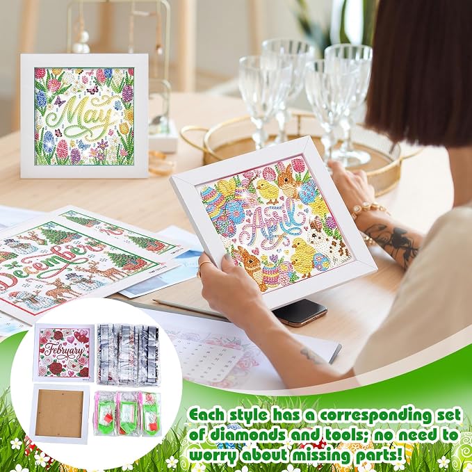 Trandraft 13 Pcs Interchangeable Monthly Diamond Art Kits - Image 2
