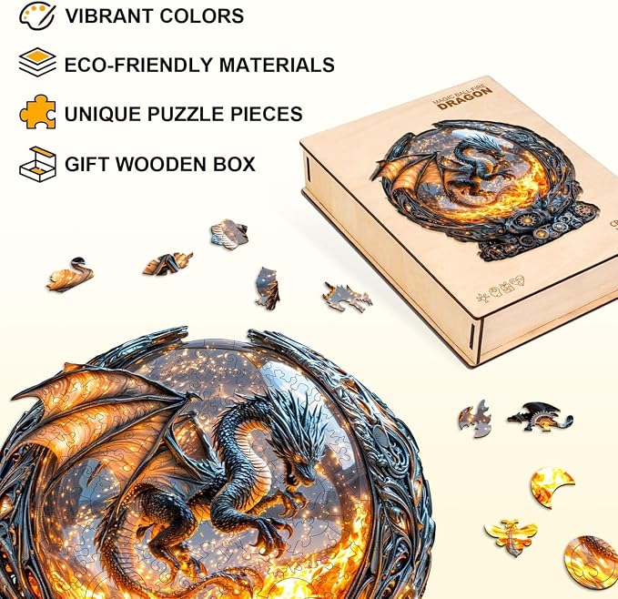 Magic Ball Fire Dragon Puzzles Adults Gifts Wooden 245 Pieces 13.4 * 12.3in - Image 2