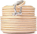 RainierSupplyCo Boat Anchor Rope - Double Braided Marine Rope Anchor Line - 50 ft x 1/4 Inch Nylon Boating Line with 316 Stainless Steel and Heavy Duty Marine Grade Bow Shackle - White/Gold