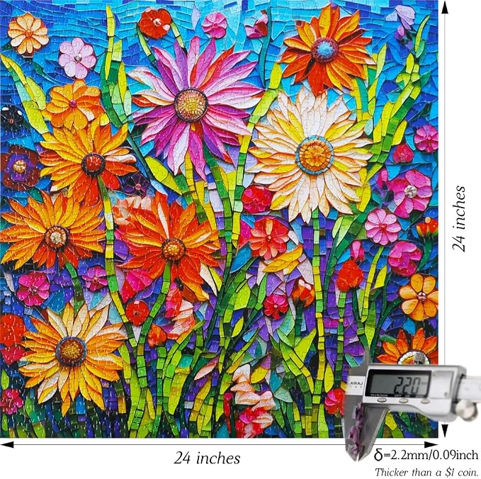 Bgraamiens-Mosaic Art Flowers-1000 Pieces Puzzle - Image 6