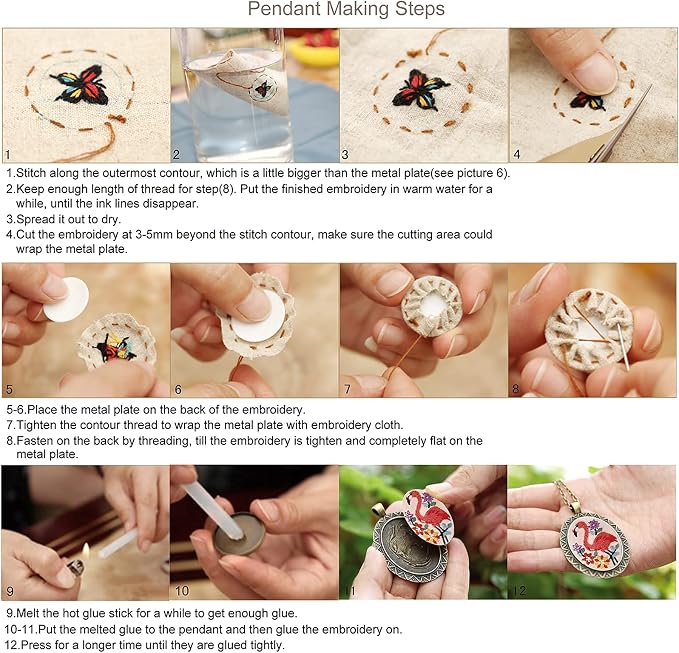 ZOCONE 6 Packs Embroidery Necklace Kit, Embroidery Pendant Kit Mini Cross - Image 7