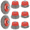 8Pack Wire Wheel Cup Brush Set, Windspeed 3 Inch 4 Inch Cup Brush Knotted for Angle Grinder Wire Wheel for 4 1/2 Angle Grinder for Clean Deep Sanding Heavy Rust, Paint