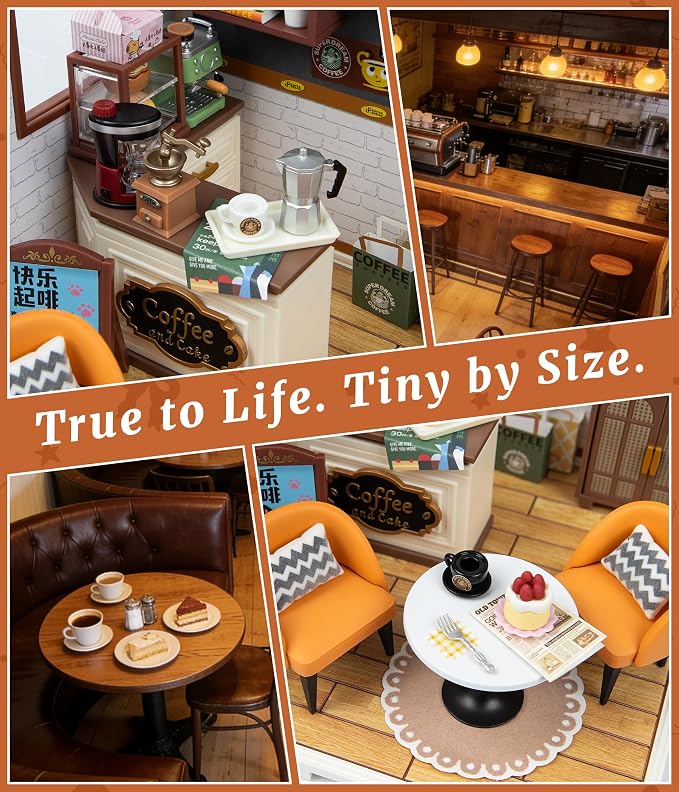 Vintage Coffee Shop Miniature House Kit – DIY Cafe Dollhouse - Image 8