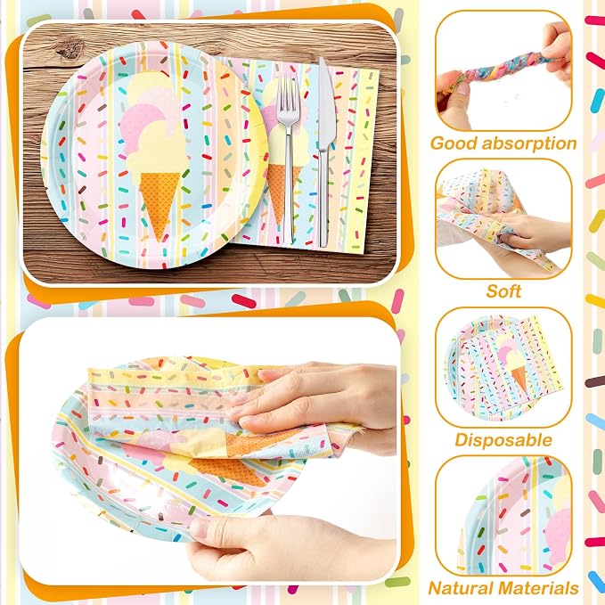 Zhehao 120 Pcs Disposable Paper Plates and Napkins Bulk Birthday Party - Image 4