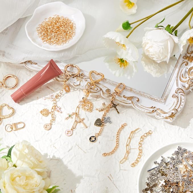 VioraWhite 457 Pcs Cross Lip Gloss Keychain Making Kit - Image 4