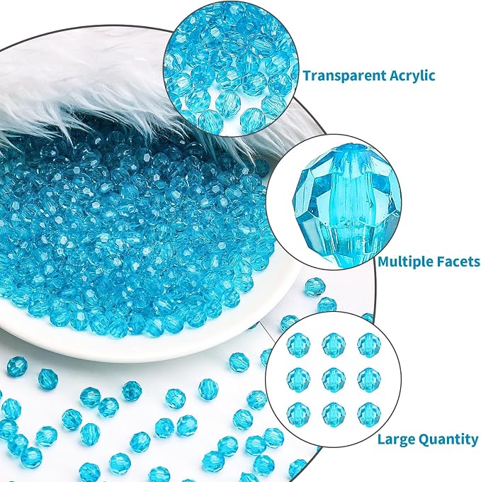 BONNY BOXX 1000pcs 6mm Acrylic Faceted Round Crystal Beads Transparent - Image 2