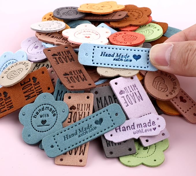 50pcs Handmade Tags for Crochet Handmade Leather Labels Faux Handmade - Image 4