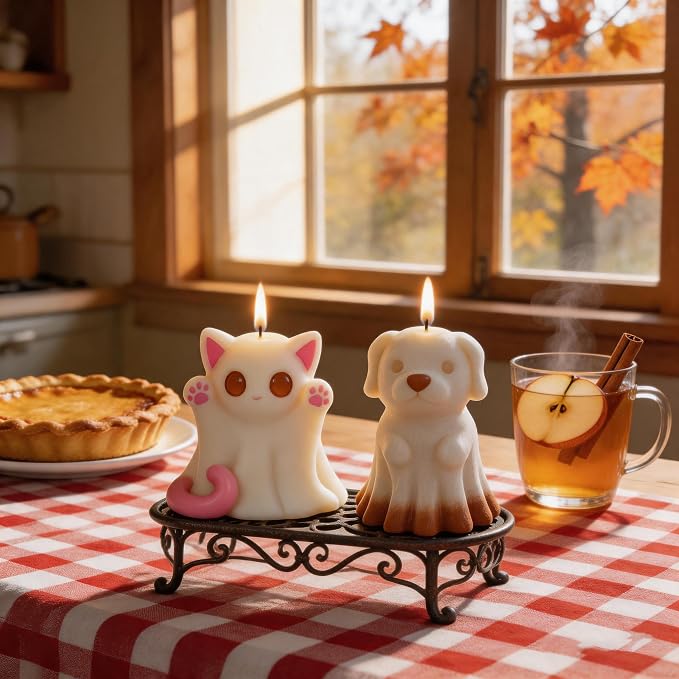 2 Pack Ghost Cat & Dog Candle Mold, 3D Silicone Resin Casting Mold Set | - Image 4