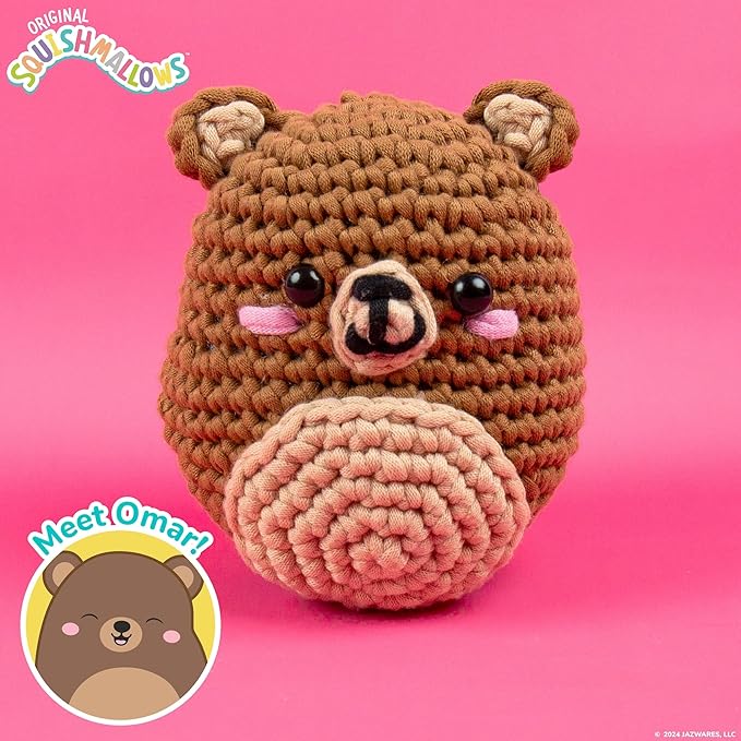 Original Squishmallows Omar the Bear Crochet Kit, Includes Yarn, Crochet Hook - Image 2