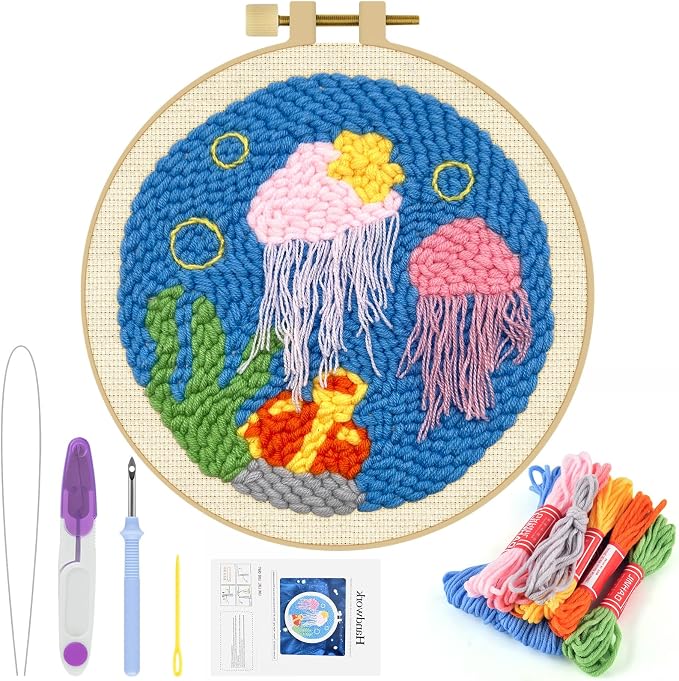 ERKOON Punch Needle Kit Adults Beginners, DIY Easy Ocean Embroidery Set by ERKOON