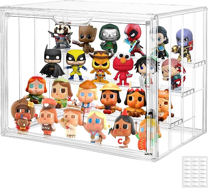 Acrylic Display Case for Collectibles, 4 Layer Adjustable Clear Figure Display by Lifelongpal