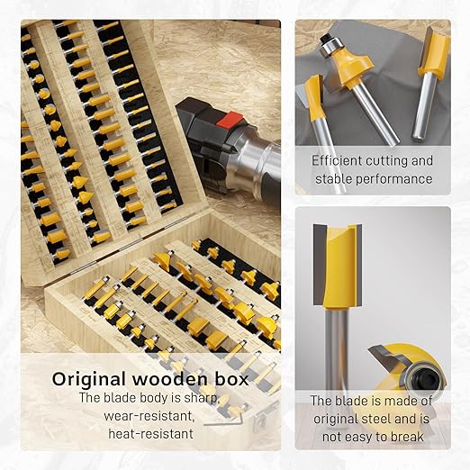 CSOOM 100PCS Router Bits Set - 1/4" Shank, Professional Wood Bits, Tungsten Carbide Milling Bits for Woodworking