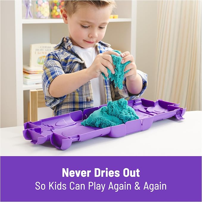 Kinetic Sand, Castle Case with 1lb Teal Play Sand & Storage Container, Sensory - Image 7