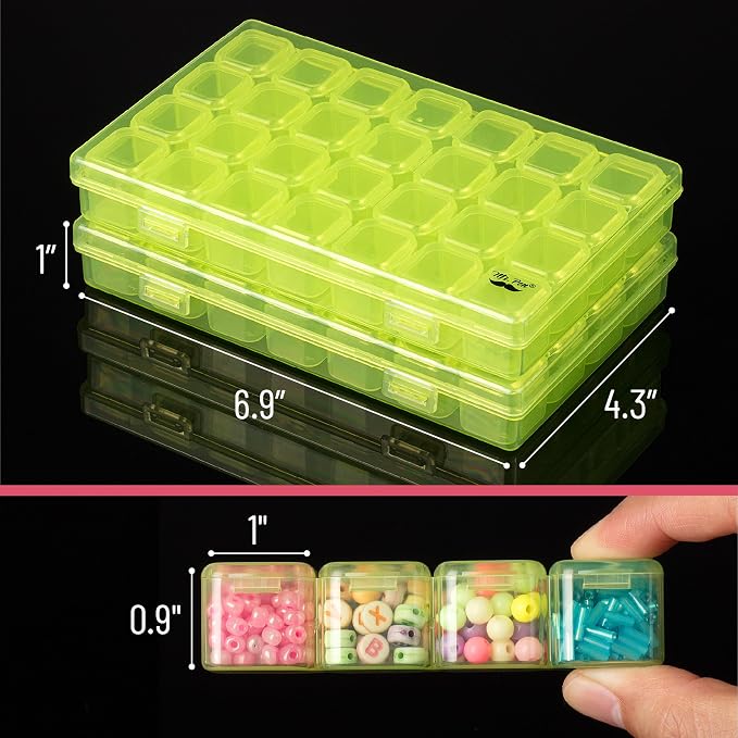 Mr. Pen- Bead Storage Containers, 28 Grids, 2 Pack, Transparent Green | 160 pcs - Image 3