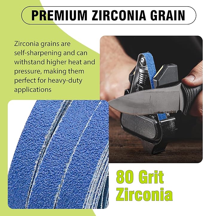 1/2 x 12 Inch Knife Sharpener Sanding Belts, 80 Coarse Grit Zirconia Replacement Sharpening Belt Kit for Official Work Sharp (WSKTS & WSKTS-KT/Mk.1 & Mk.2) Knife & Tool Sharpener, 30 Pcs