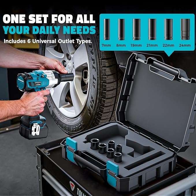 Cordless Impact Wrench 1/2 inch for Makita Battery: 1700FT-LBS High Torque Impact Wrench Heavy Duty Tool - Brushless Electric Impact Gun Includes LED Work Light with 6 Sockets