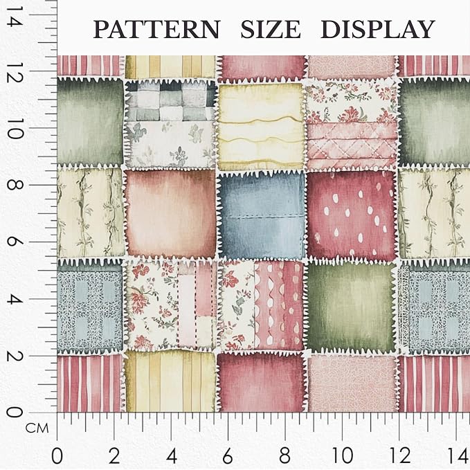 Soft Meadow Patchwork Cotton Fabric Panel, Pastel Floral & Stripe Design - Image 3