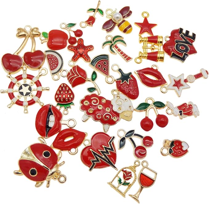 30pcs Mixed Enamel Charms Pendants - Image 4