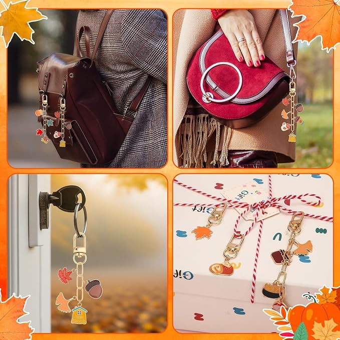 AUGSUN 189Pcs Fall Keychain Making Kit Autumn Thanksgiving Keychain Craft | - Image 6