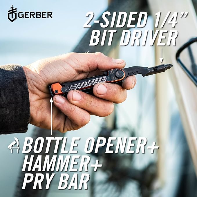 Gerber Gear Armbar Trade 8-in-1 Pocket Knife EDC Multitool with Blade, Pry Bar, and Hammer for Camping, Burnt Orange