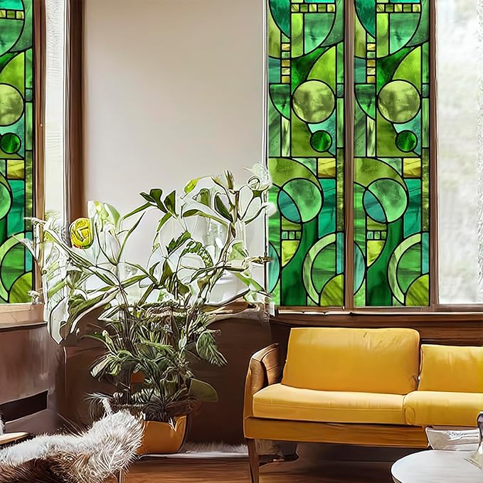 Original Hand Drawn Faux Stained Glass Window Film, Double-Sided Privacy Static - Image 5