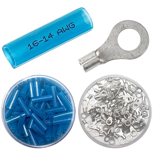 100PCS Separated Heat Shrink Ring Connectors Electrical Wire Crimp Termianls (Ring 5/16", AWG 16-14)