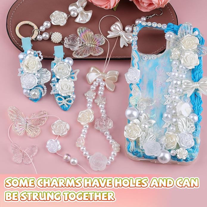 350 Pieces 3D Resin ABS Colorful Rose Flower Bows Butterfly Charms - Image 6