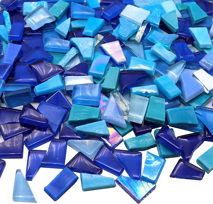 LITMIND Blue Mixed Irregular Glass Mosaic Tiles by LITMIND