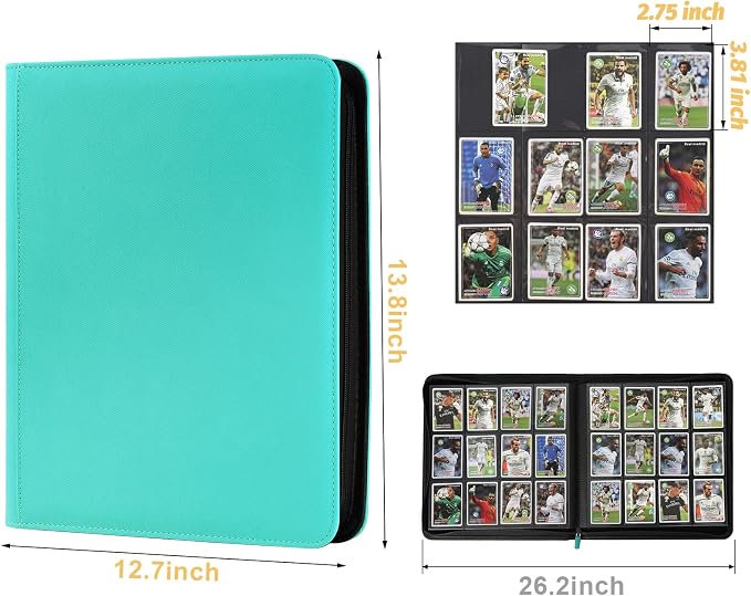 12 Pocket Ringless Side Loading Trading Card Binder, 720 Cards PU Fixed Page - Image 2