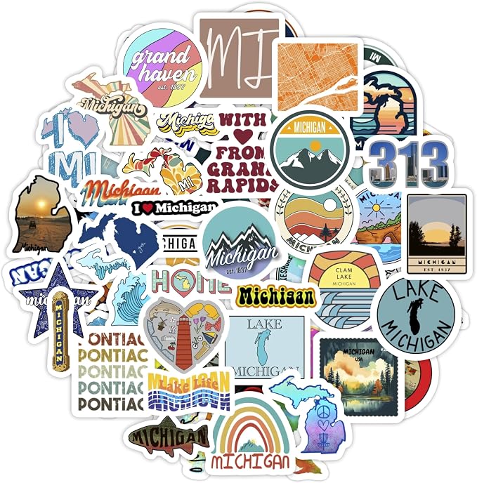 BulbaCraft Michigan Stickers for Water Bottle and Laptop by BulbaCraft