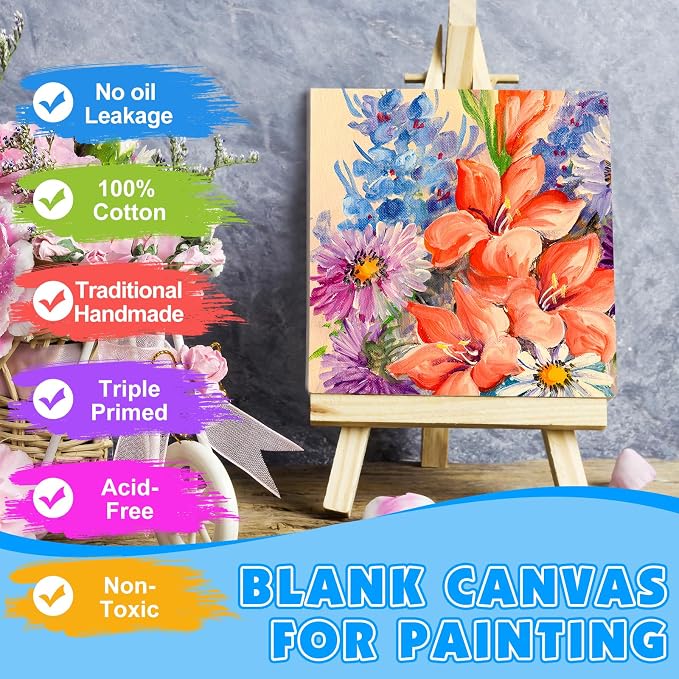 ESRICH Canvas for Painting, 2 Pack Square Canvas Boards for Painting 12x12 100% - Image 3