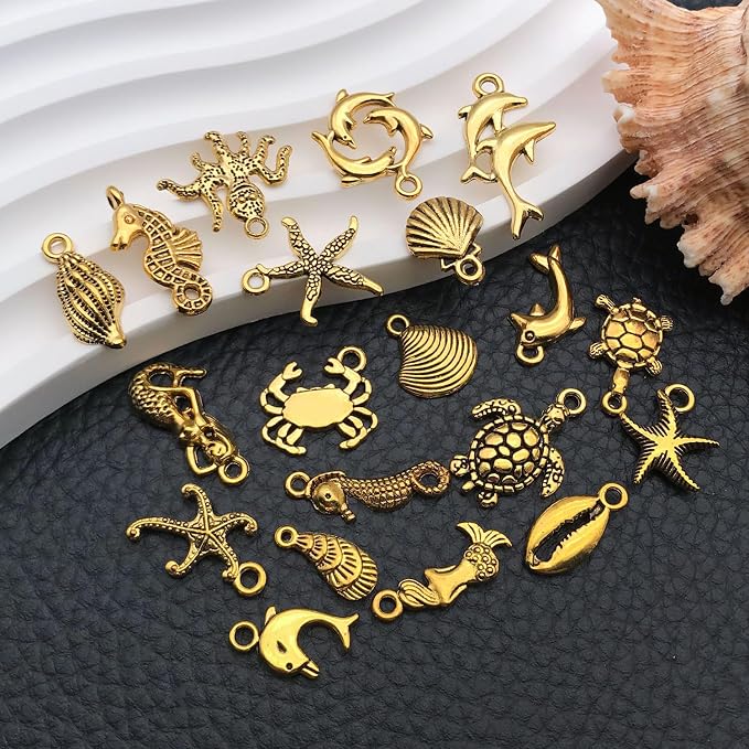 WOCRAFT 60pcs Antique Gold Ocean Bracelet Charms - Image 5