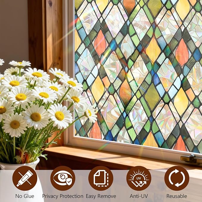 Bloss Rainbow Window Privacy Film Stained Glass Decorative Windows Film - Image 6