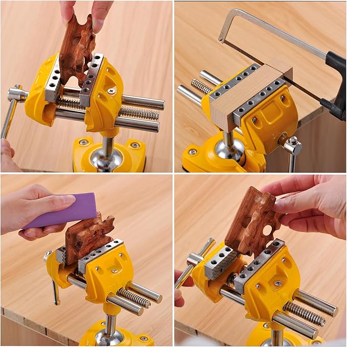MAXMAN Bench Vise 3 Inch, Heavy Duty Home Bench Clamp with 360° Swivel Base, Multi-Purpose Cast Steel Table Vise, Vise Clamps Fixed Tool for Woodworking, Metalworking, Cutting Conduit, Drilling