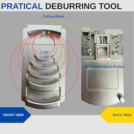 Deburring Tool for Plastic Pipe, Professional PVC Pipe Deburring & Chamfer Tool for 6 Sizes (1-1/4 to 4-Inch) with Sharp Blade - Plastic Pipe Reamer for Smooth Edges and Enhanced Adhesion