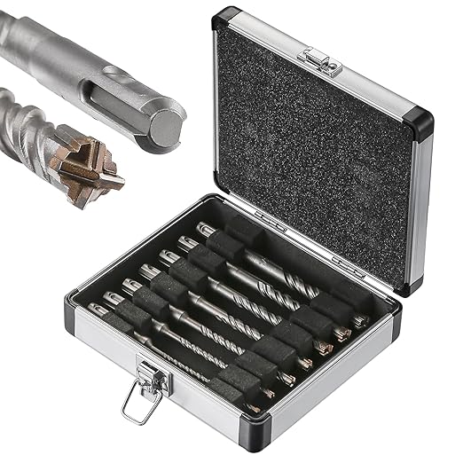 6in Concrete Drill Bit Set - Cross-Type Double Thread Carbide Bits for Brick, Stone, Hammer Drill
