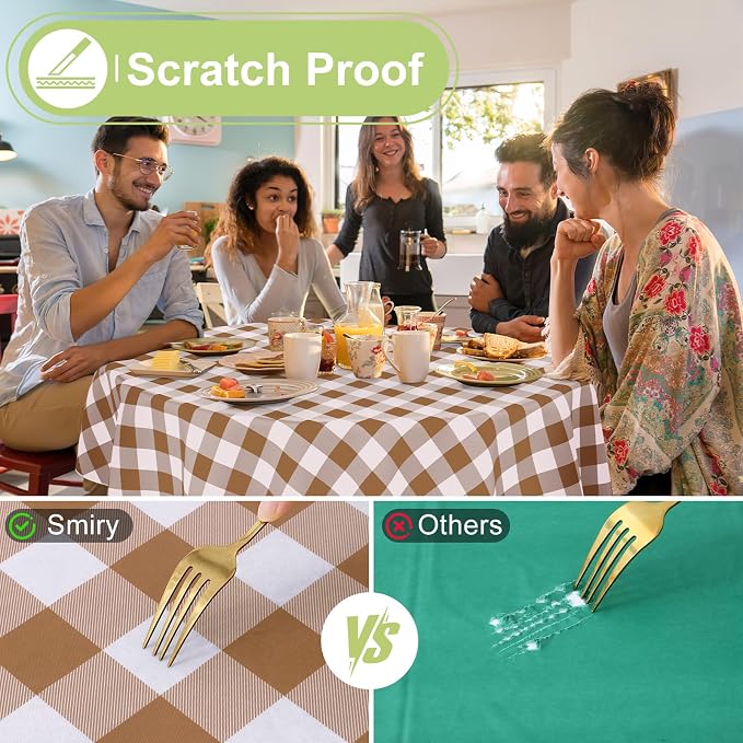 Smiry Plastic Table Cloth, Waterproof Vinyl Tablecloth - Image 5