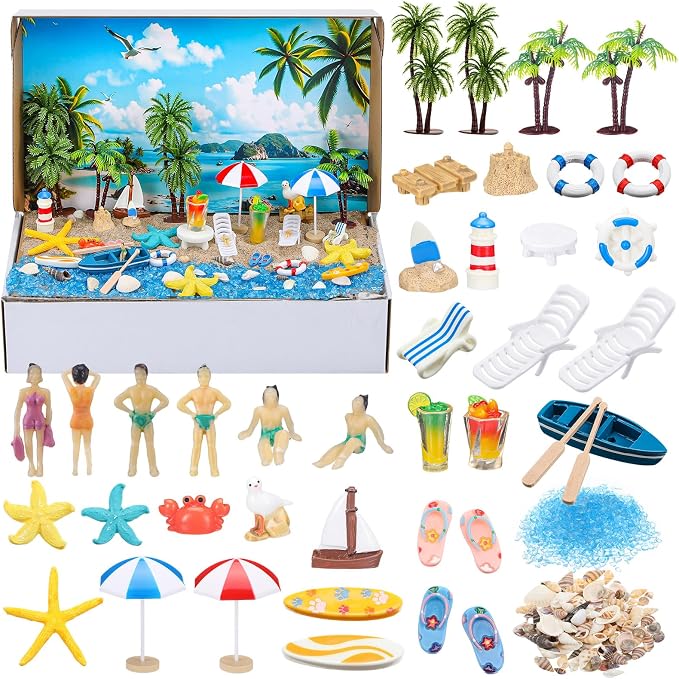 Teyva Daily 48 Pcs Summer Beach Diorama Kit Habitat Project Box Set Beach by Unknown
