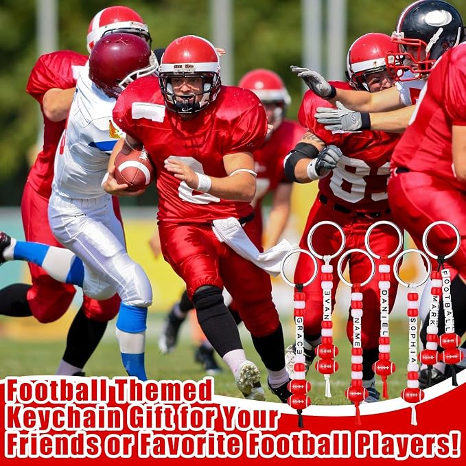 Landical 564 Pcs Football Keychain Making Kit DIY Red Football Bead Key Chain - Image 4