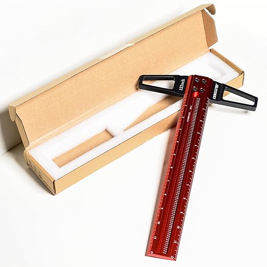 TYDEEY 12, 24, 31, 39 in Precision T-Square Ruler Woodworking Scriber Measuring Tool, Aluminum Alloy T Rulers, 90 Degree T Type Wood Layout Square for Architect and Carpenter Work (12 inch)
