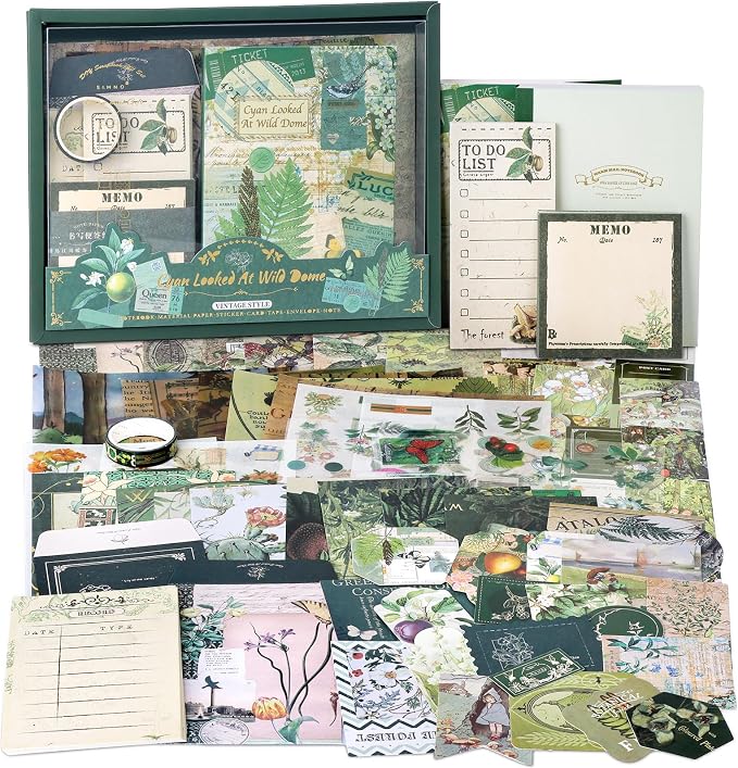 Draupnir Scrapbooking Supplies Kit, Vintage Botanical Aesthetic Scrapbook Kit by Draupnir