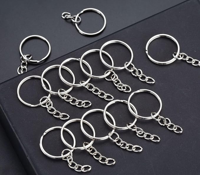 100Sets 1 inch Keychain Rings Silver Split Round Key Ring - Image 8