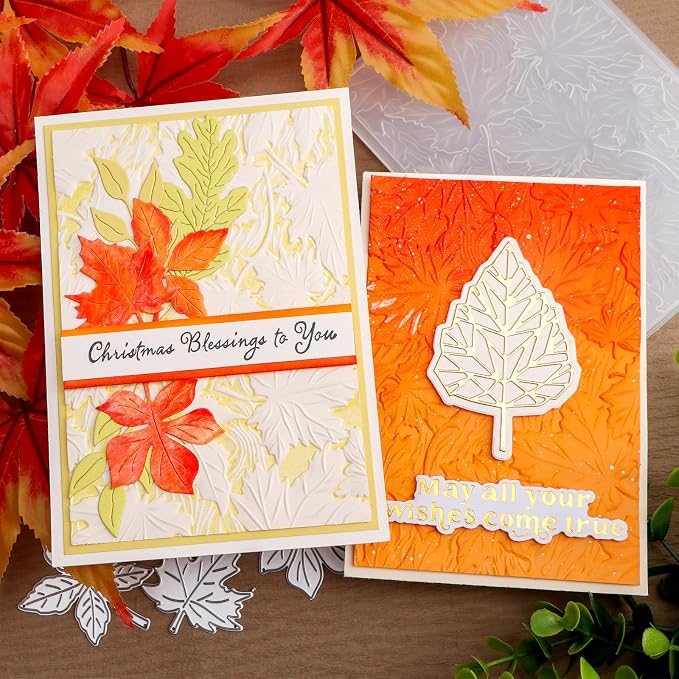 3D Embossing Folder for Card Making Maple Leave Background Plastic Embossing - Image 6